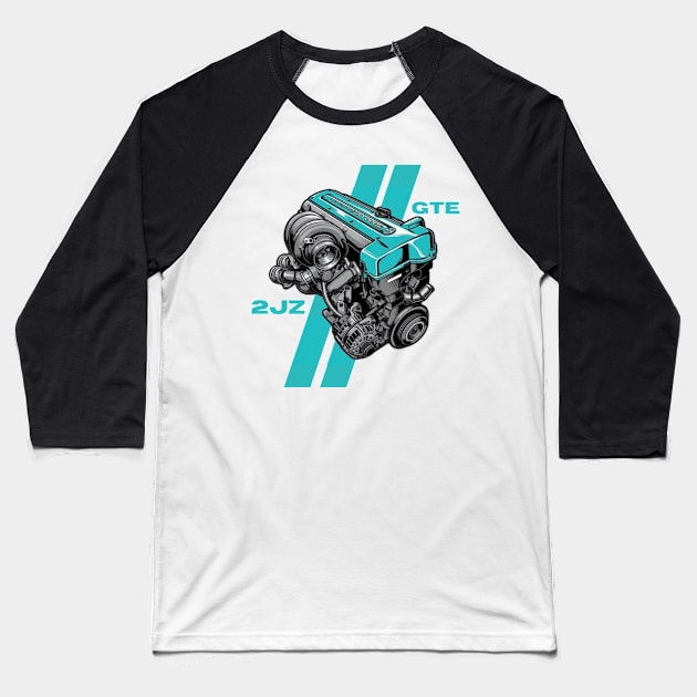 2JZ - GTE Baseball T-Shirt by MOTOSHIFT